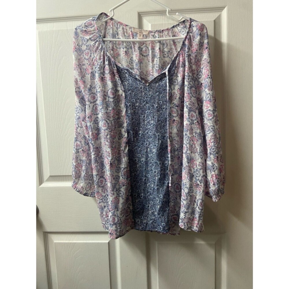 Bohemian Floral Layered Tunic in Pink & Blue